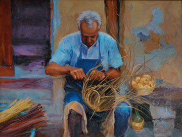 Basket weaver in Vernazza, It.